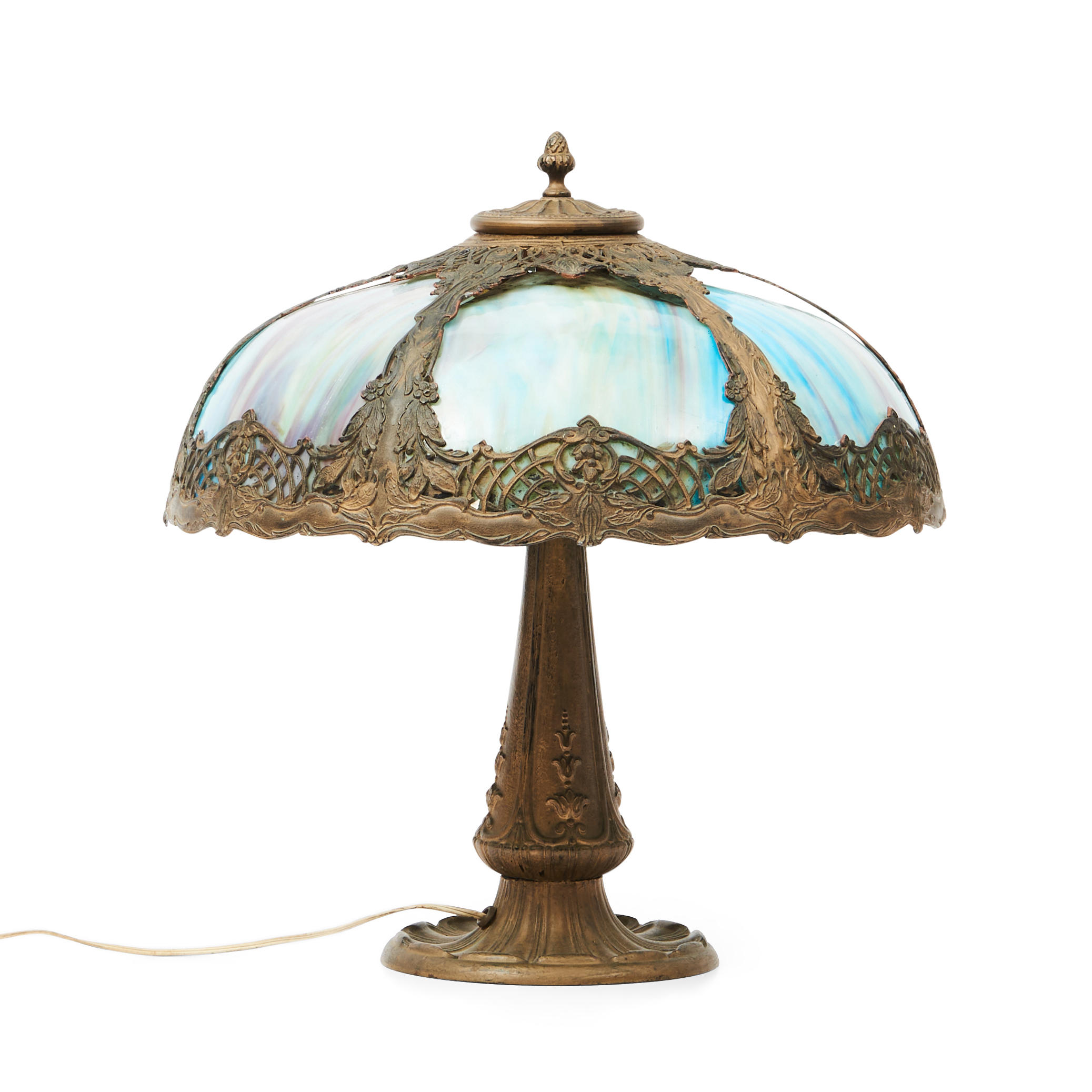 CAST IRON AND GILT-METAL TABLE LAMP