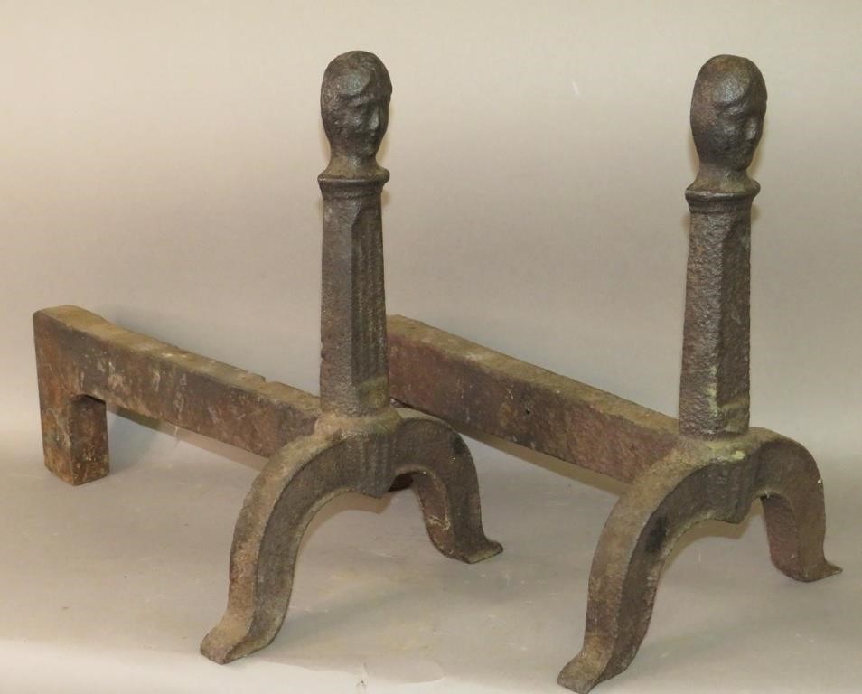 CAST IRON ANDIRONSca. 1790-1810;