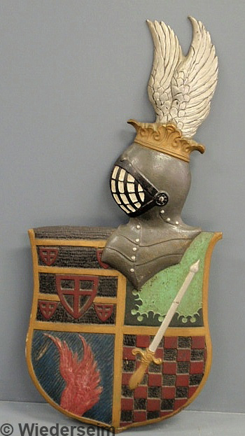 Cast iron armorial crest signed