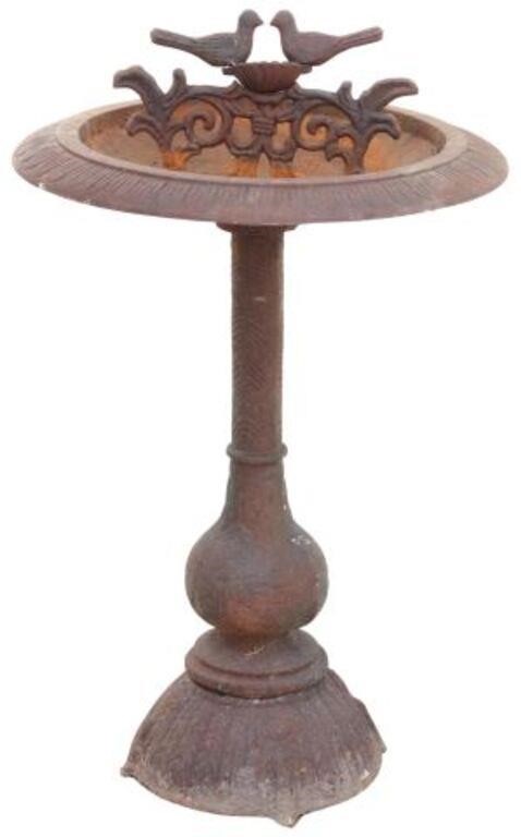 CAST IRON BIRD BATH FIGURAL BIRDS