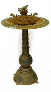 Cast-iron birdbath on shaped p