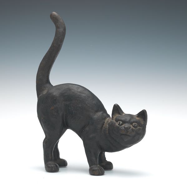 CAST IRON BLACK CAT DOOR STOP,