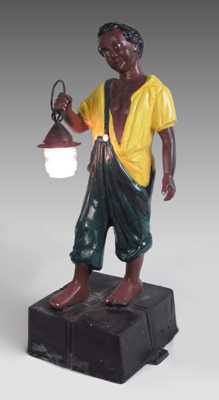 CAST IRON BLACK SLAVE LAWN JOCKEY