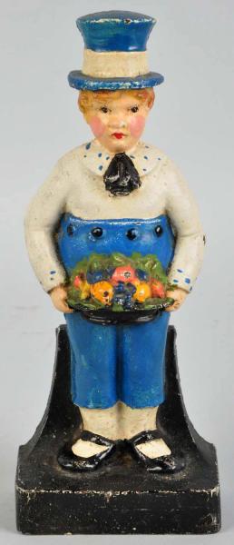 Cast Iron Boy Holding Fruit