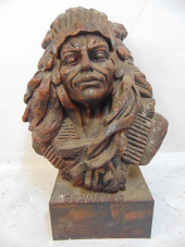 CAST IRON BUST OF GERONIMO, NA