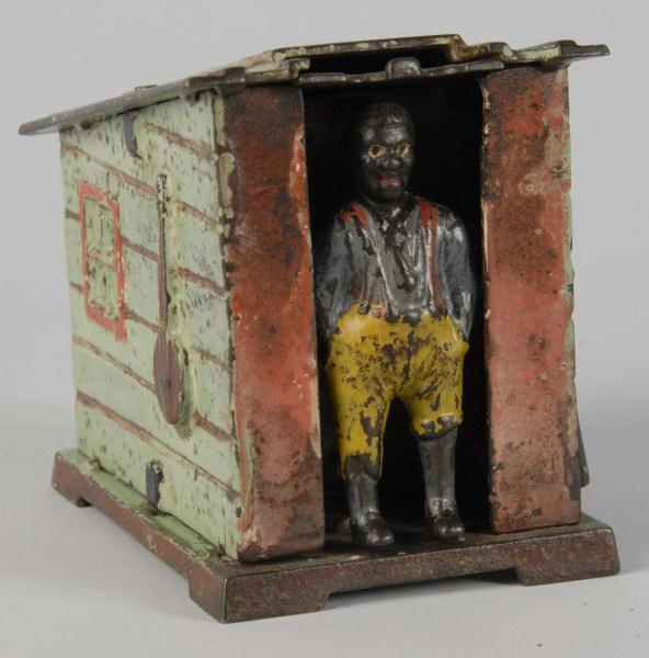 Cast Iron Cabin Mechanical Bank. 