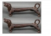 CAST IRON DACHSHUND ANDIRONS,