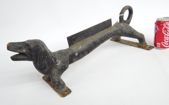 Cast iron daschaund bootscraper.