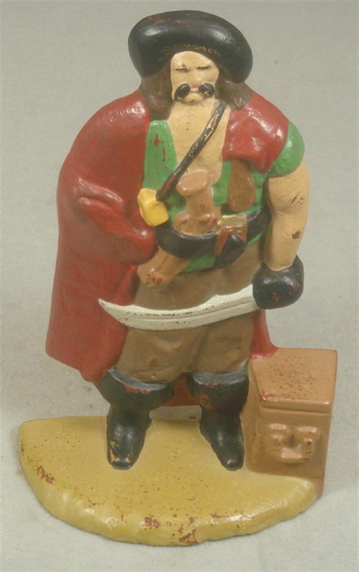 Cast iron doorstop, pirate with gun