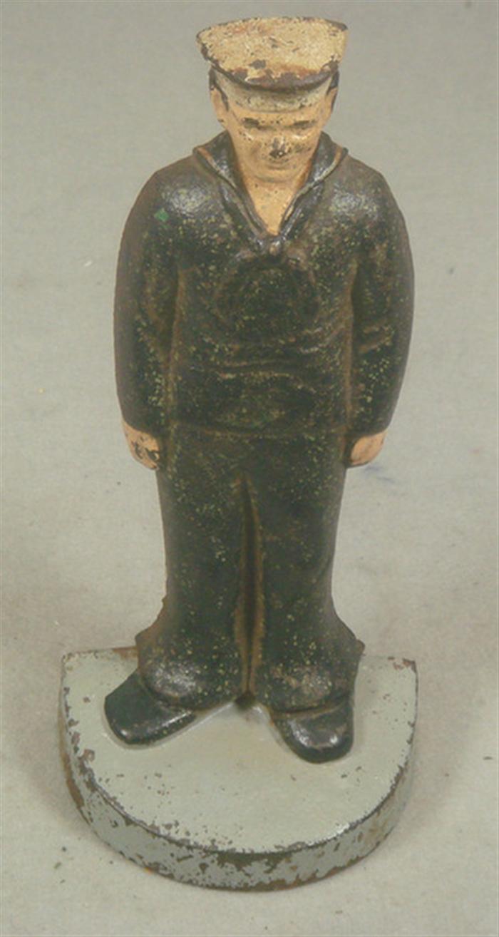 Cast iron doorstop, seaman in