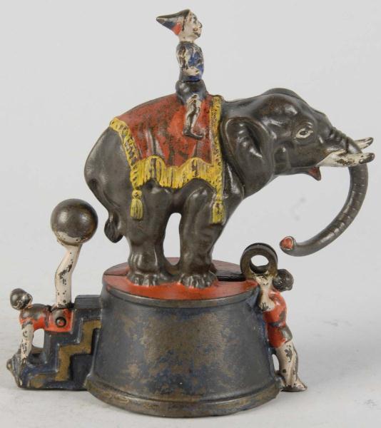 Cast Iron Elephant & 3 Clowns