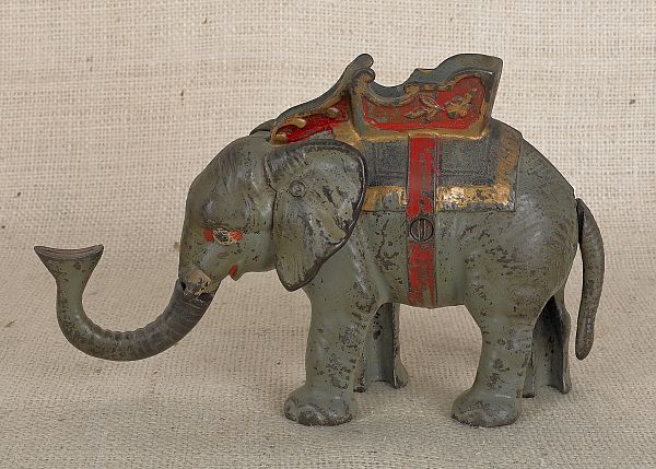 Cast iron elephant mechanical bank.