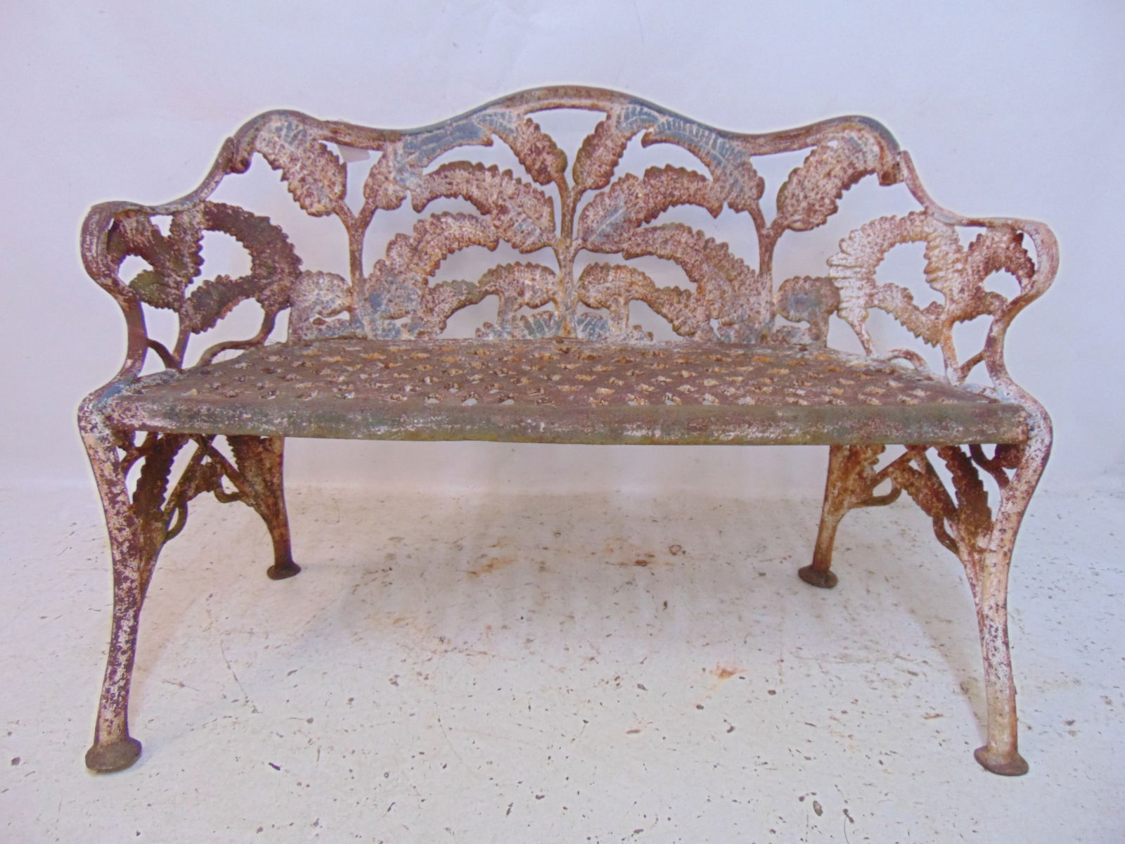 CAST IRON FERN BENCH, VICTORIAN,
