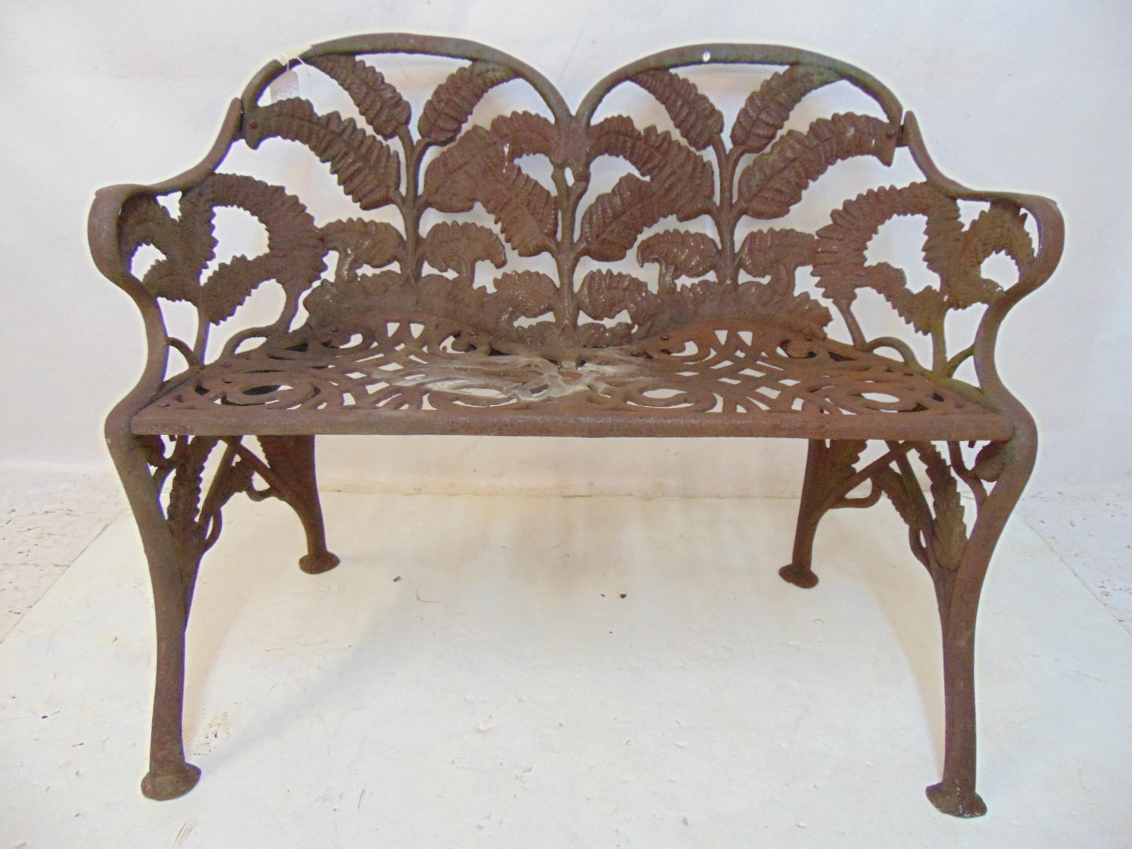CAST IRON FERN BENCH, VICTORIAN,