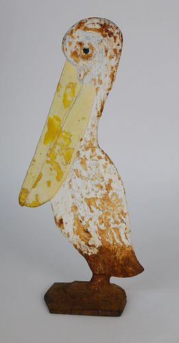 CAST IRON FIGURAL PELICAN DOORSTOP,