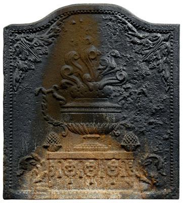 Cast iron fire back, relief
