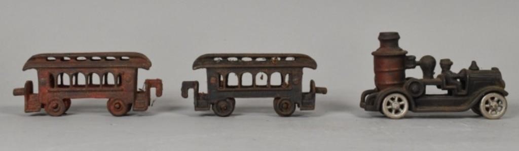 CAST IRON FIRE PUMPER AND TRAIN