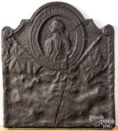 CAST IRON FIREBACK, 18TH C., W