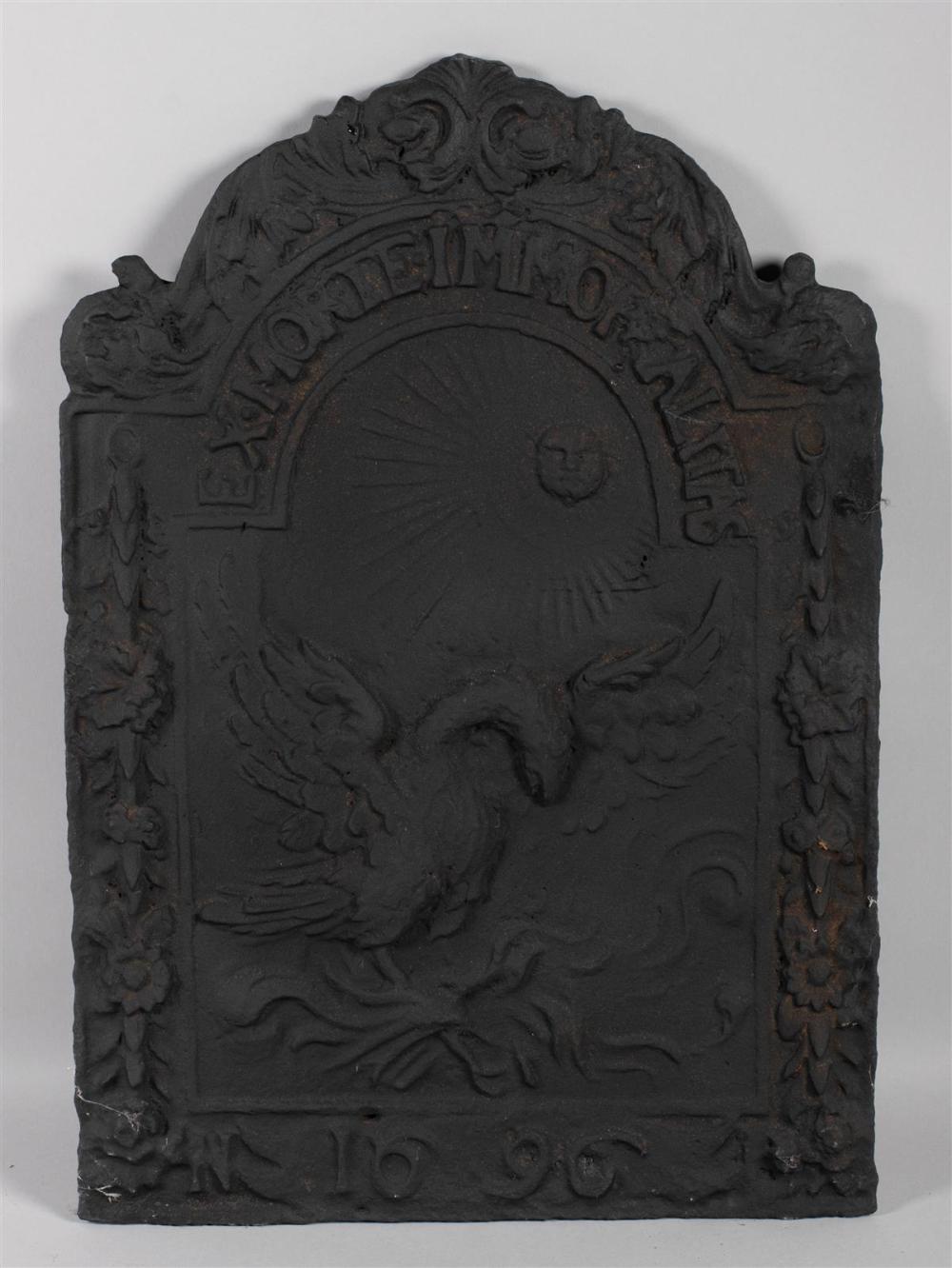 CAST IRON FIREBACK DATED 1696,