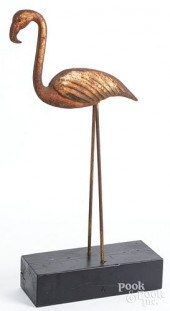 CAST IRON FLAMINGO GARDEN ORNA