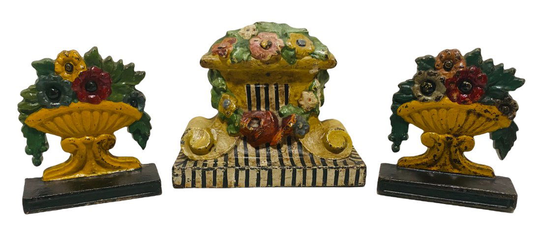 CAST IRON FLORAL DOOR STOP +