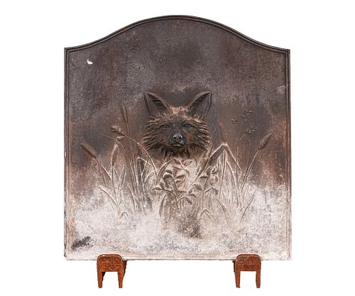 CAST IRON FOX HEAD FIREBACKCast