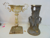 CAST IRON GARDEN URN & BASE (F
