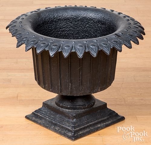 CAST IRON GARDEN URN, CA.
