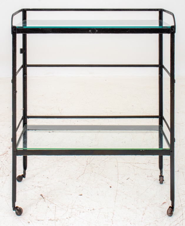 CAST IRON & GLASS BAR CART Cast