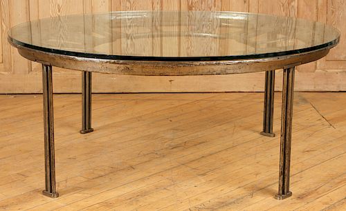 CAST IRON GLASS TOP COFFEE TABLE