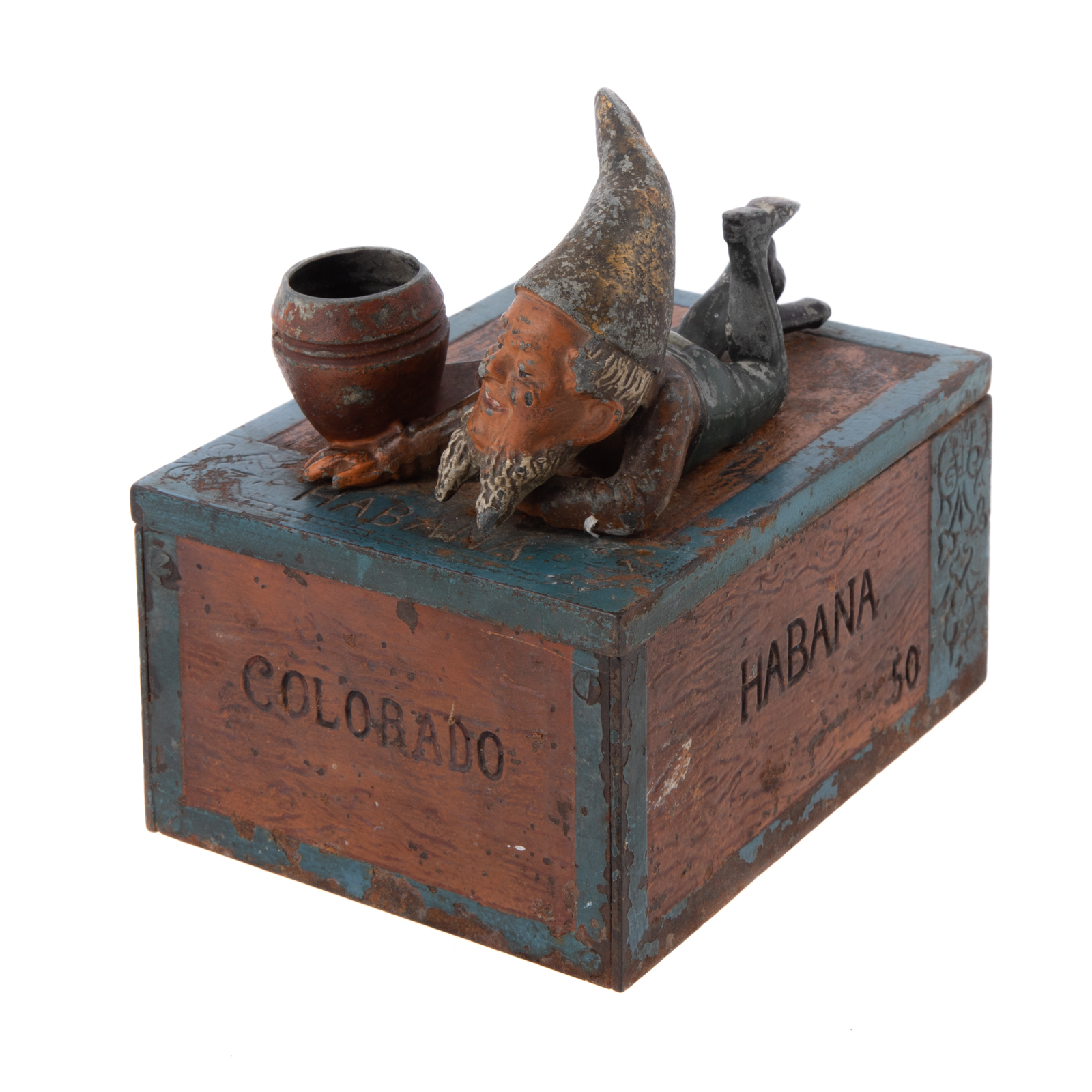 CAST IRON GNOME TOBACCO BOX Late
