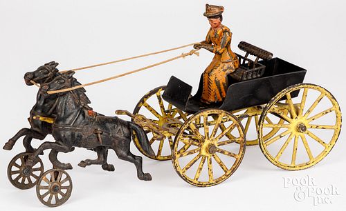 CAST IRON HORSE DRAWN CART, 19TH