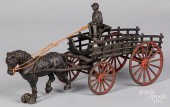 CAST IRON HORSE DRAWN DRAY WAG