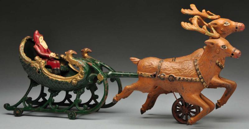 Cast Iron Hubley Santa Claus Sleigh