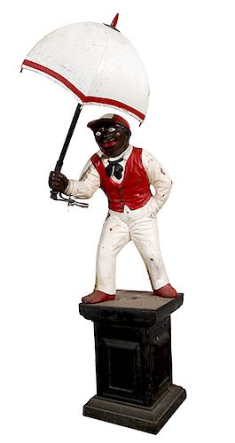 CAST IRON LAWN JOCKEY WITH