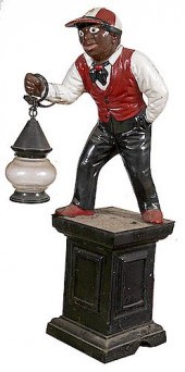 CAST IRON LIGHTED LAWN JOCKEYC