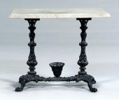 Cast iron marble-top garden ta