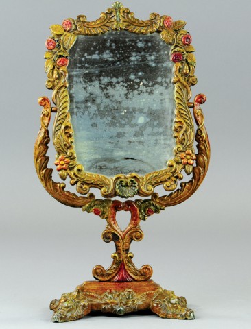 CAST IRON MIRROR ON STAND Very
