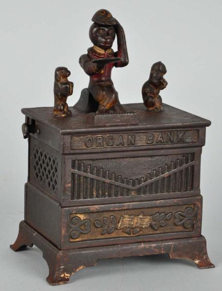Cast Iron Organ Mechanical Bank. 