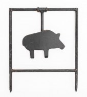 CAST IRON PIG SWINGING LAWN OR