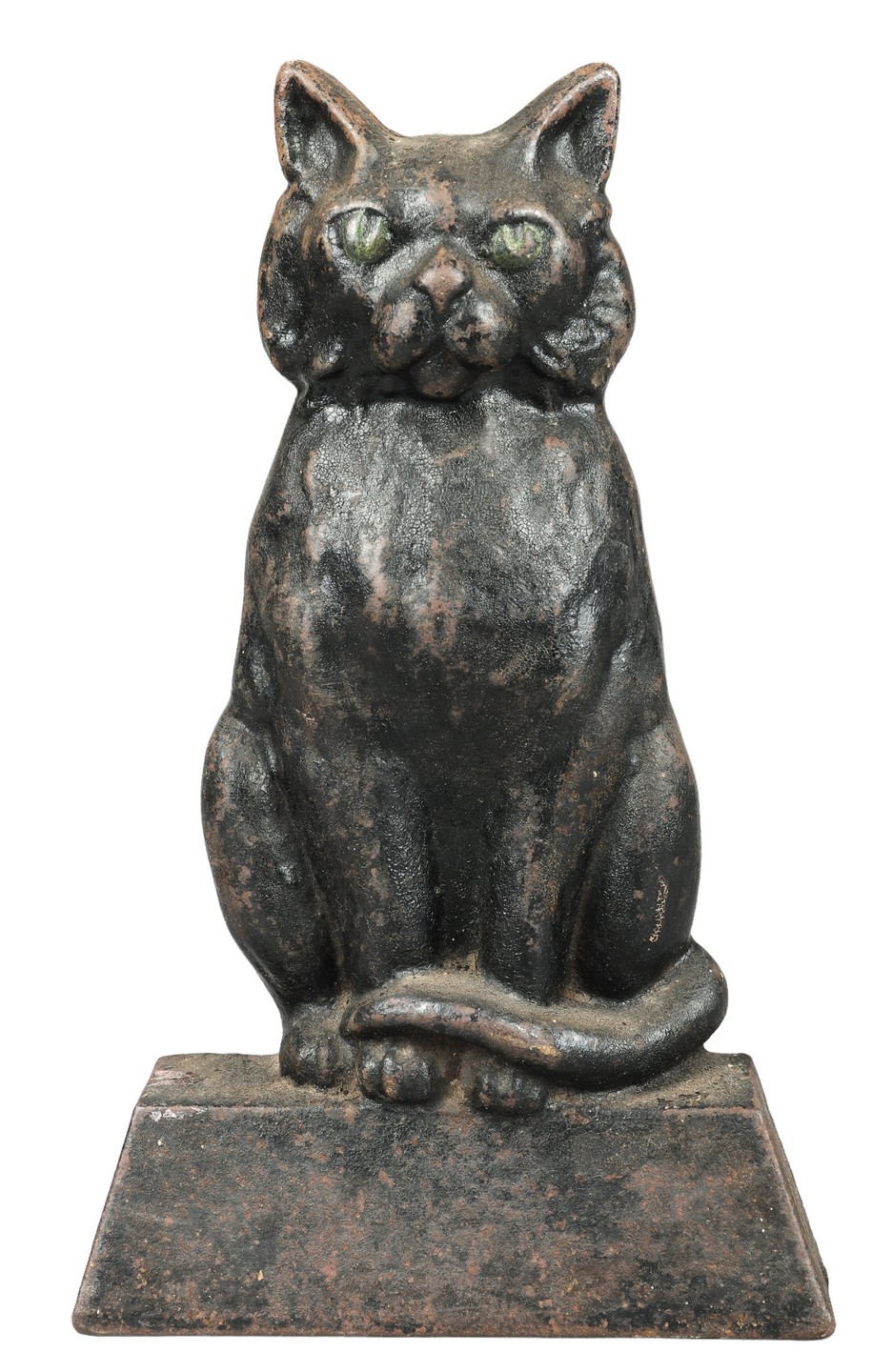 Cast iron seated cat doorstop,