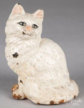 CAST IRON SEATED CAT DOORSTOP,