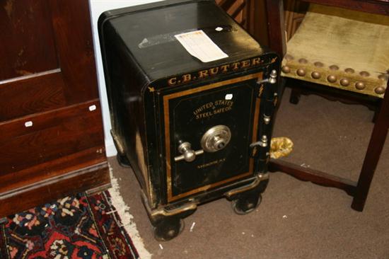 CAST IRON STENCILED SAFE circa
