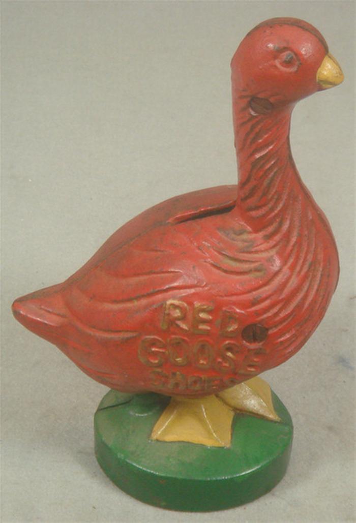 Cast iron still bank,  Red Goose