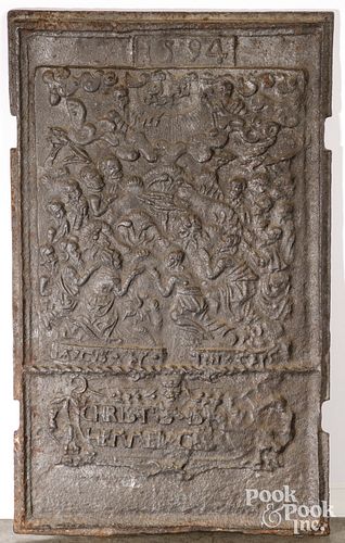 CAST IRON STOVE PLATE, INSCRIBED