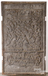CAST IRON STOVE PLATE, INSCRIB