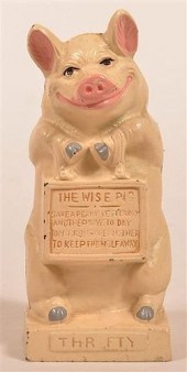 CAST IRON THRIFTY THE WISE PIG