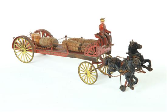 CAST IRON TOY BARREL WAGON. 
