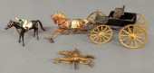 Cast iron toy horse and wagon