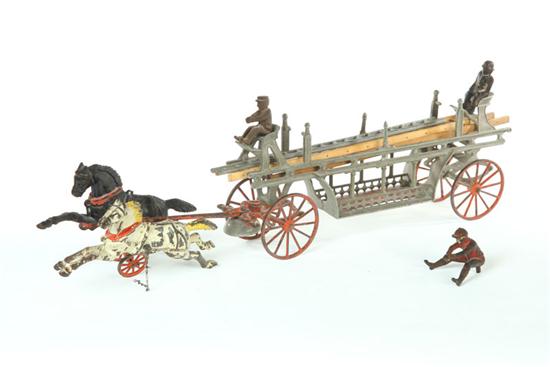 CAST IRON TOY LADDER WAGON. 
